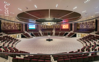 Completed auditorium inside dome structure (summa.com.tr)