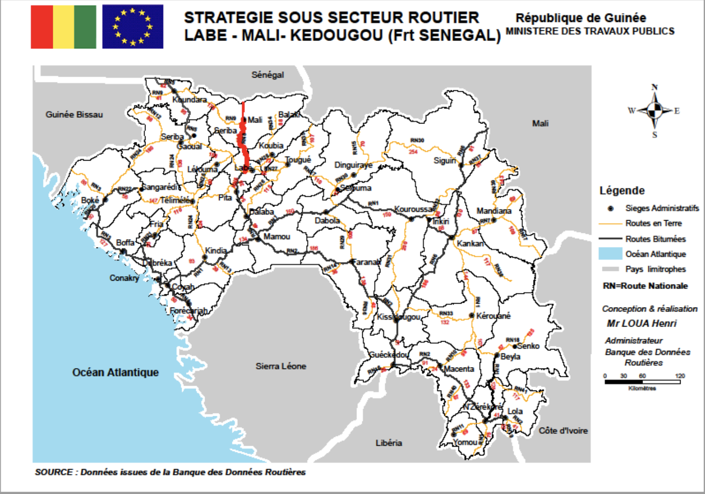 Map of Labe-Mali-Senegal border road in Guinea Source: Guinea government