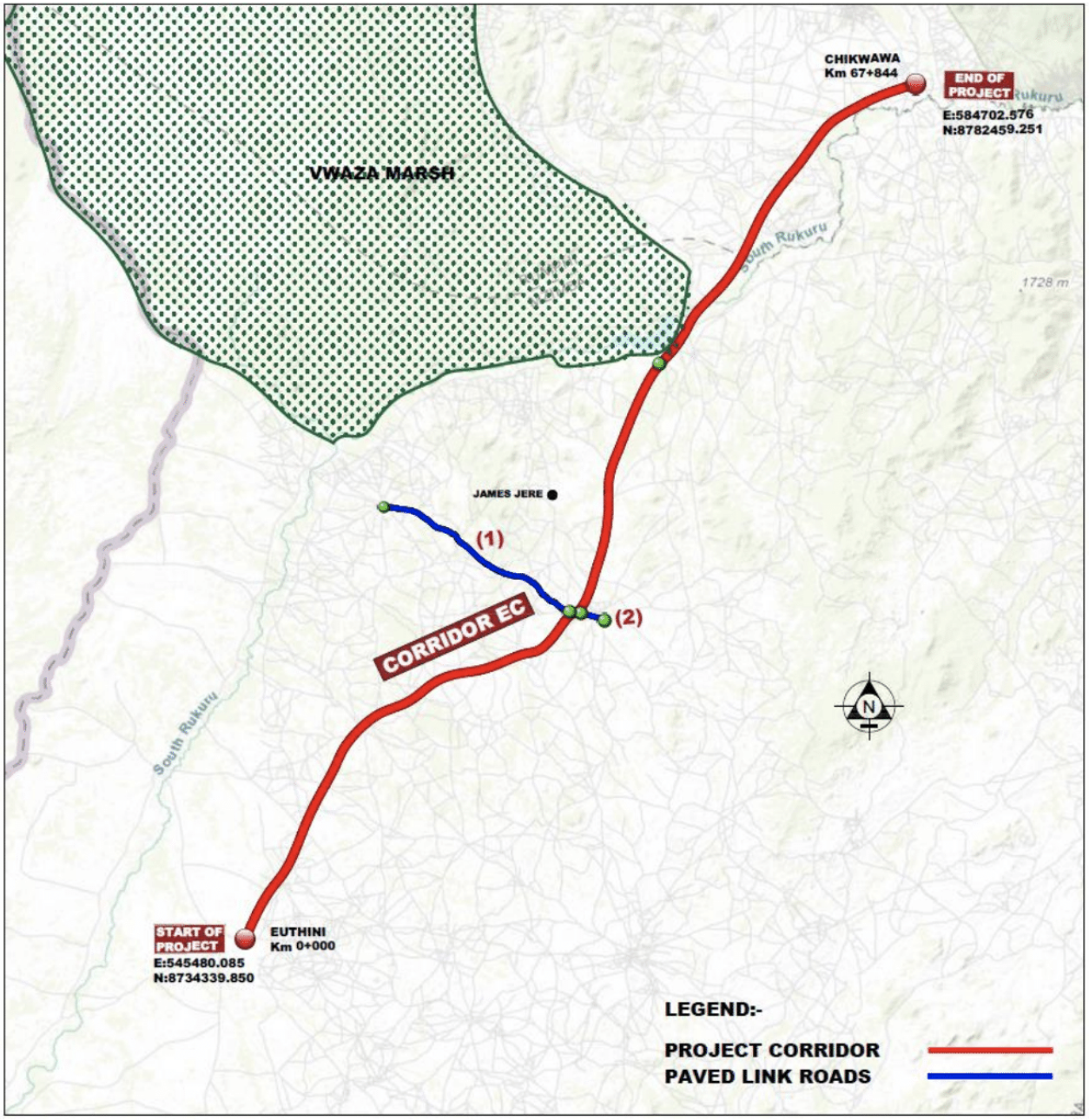 Map of Euthini-Chikwawa corridor road 