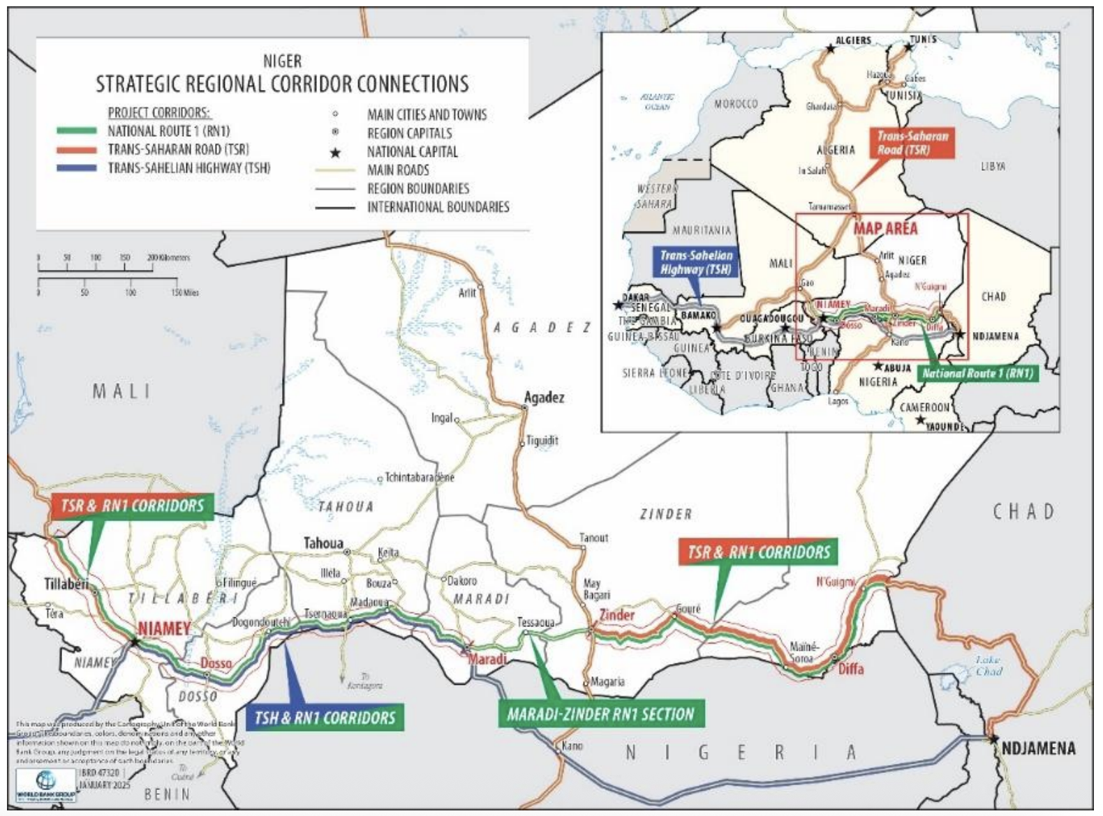 Map showing RN1 route