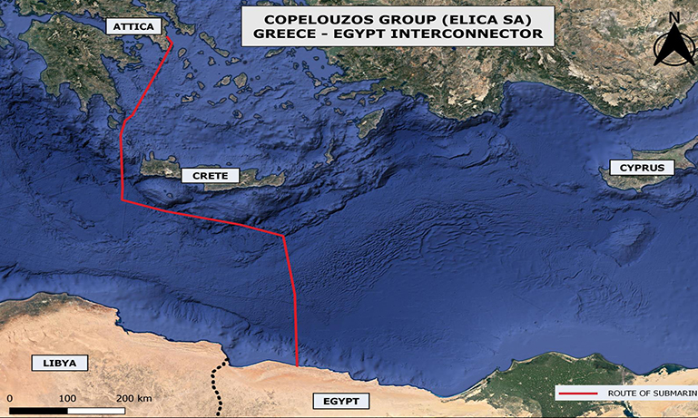 Egypt-Greece power interconnector map