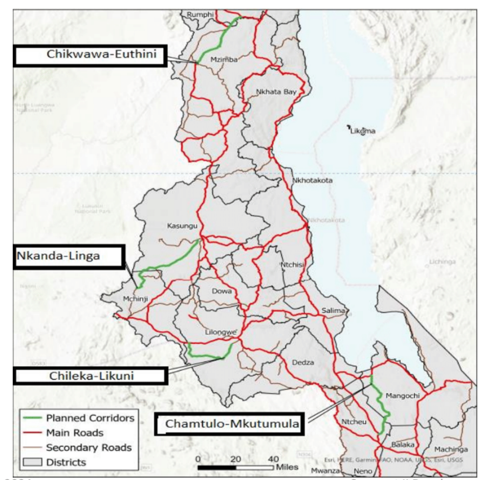 Map of the planned corridors Source: MCA-Malawi II