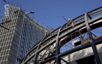 Close-up view of Steel Frame for Conference Centre Dome (cgtn.com)