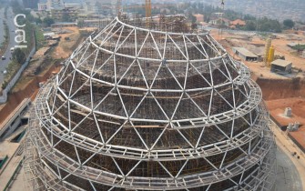 Construction of Dome - aerial view (livingspaces.net)