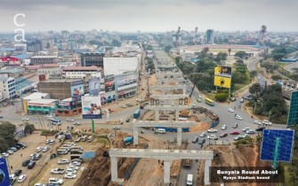 Erecting columns for the top deck of Elevated Road Section at Bunyala road roundabout (kenhakenya.wixsite.com)