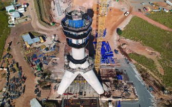 The inverted Y-shape of the concrete pylons will become a hallmark of the structure.