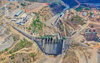 Aerial view of the Julius Nyerere hydro project