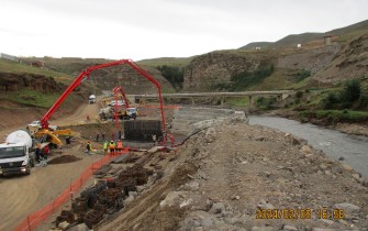 Pier 9 foundation casting. In the background is pier 1 which is at the height of the underside of the future deck. 